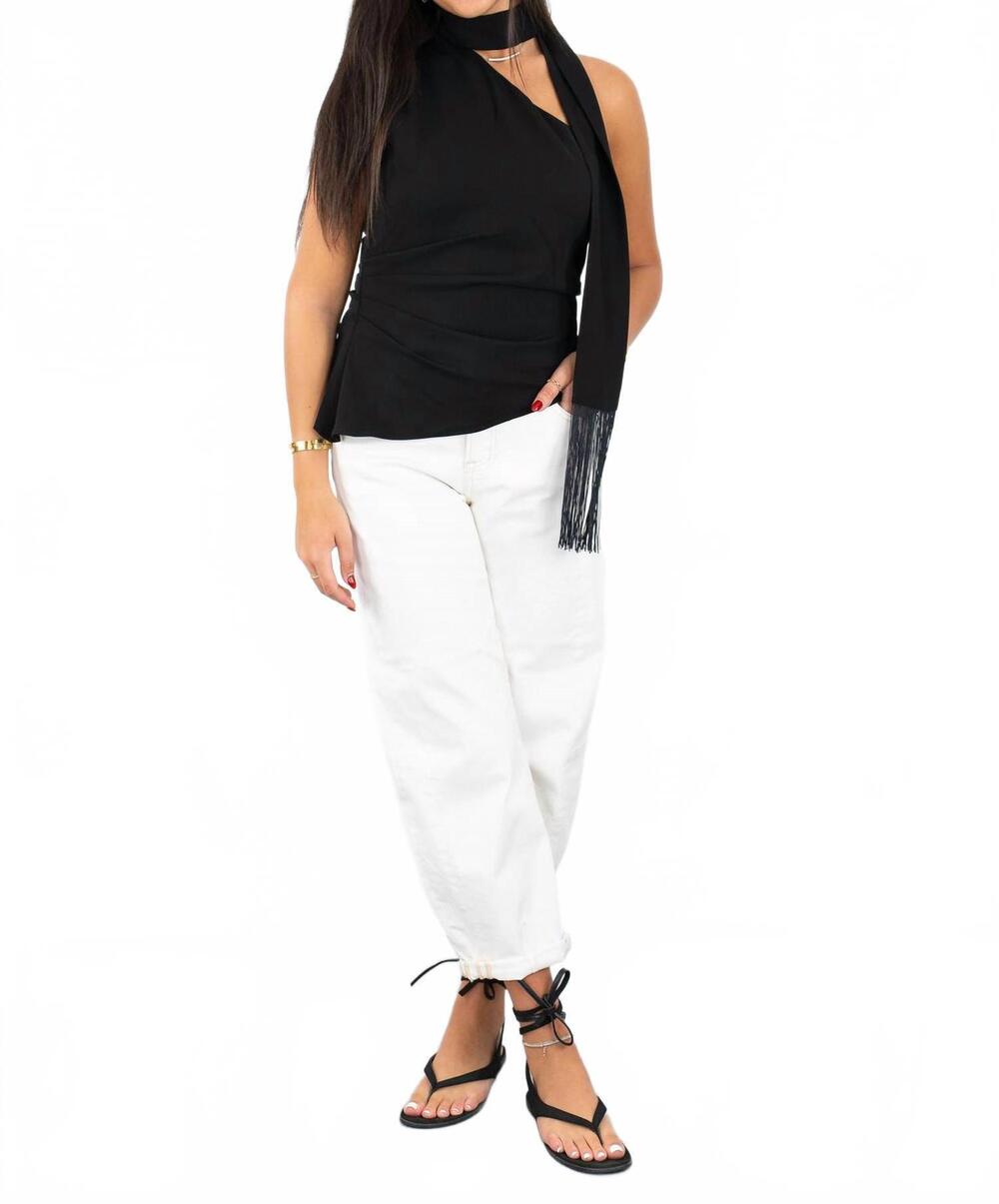 NEW WHITEROOM+CACTUS ruby asymmetrical scarf blouse in black